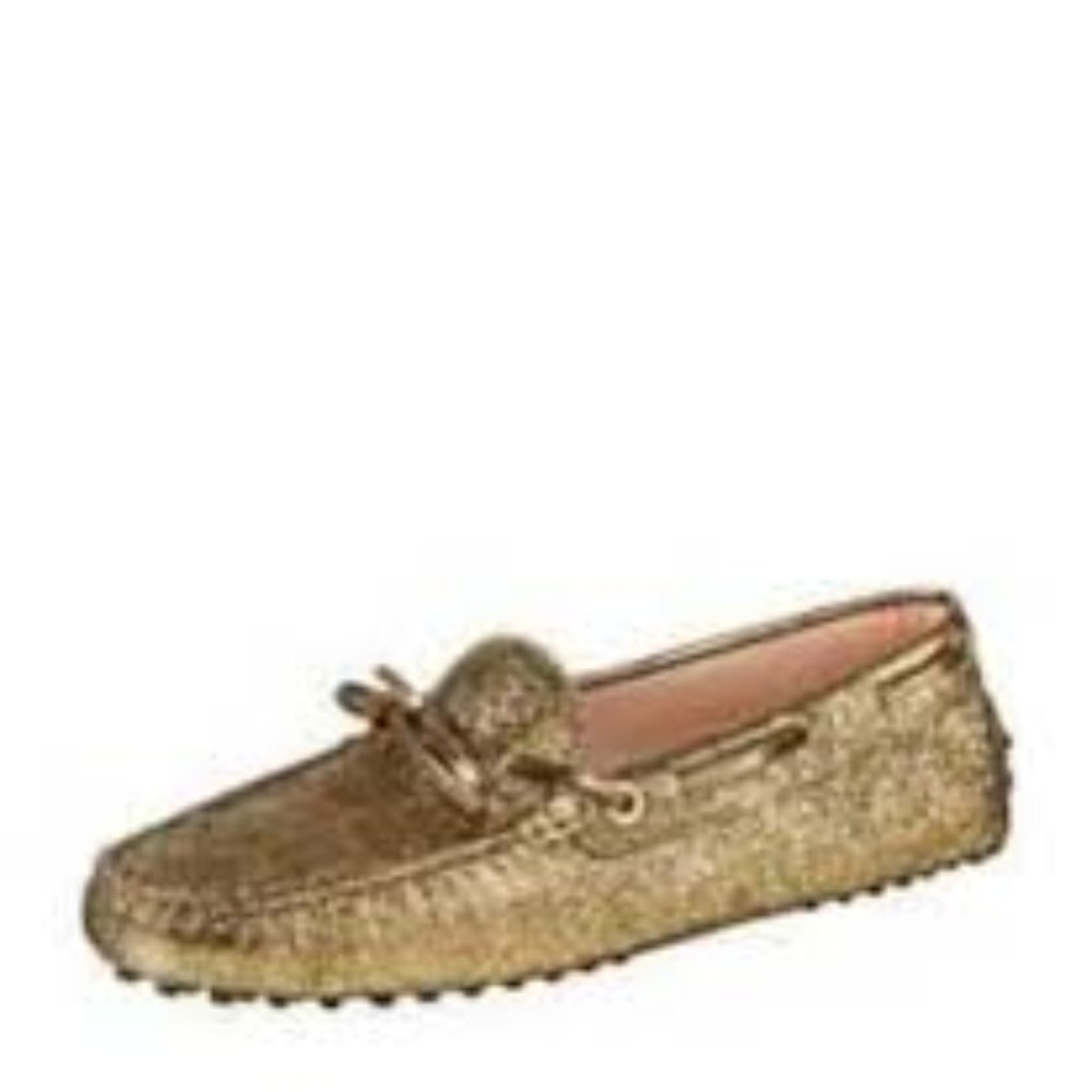 Tod’s Gommino Driving Shoes in Gold Leather